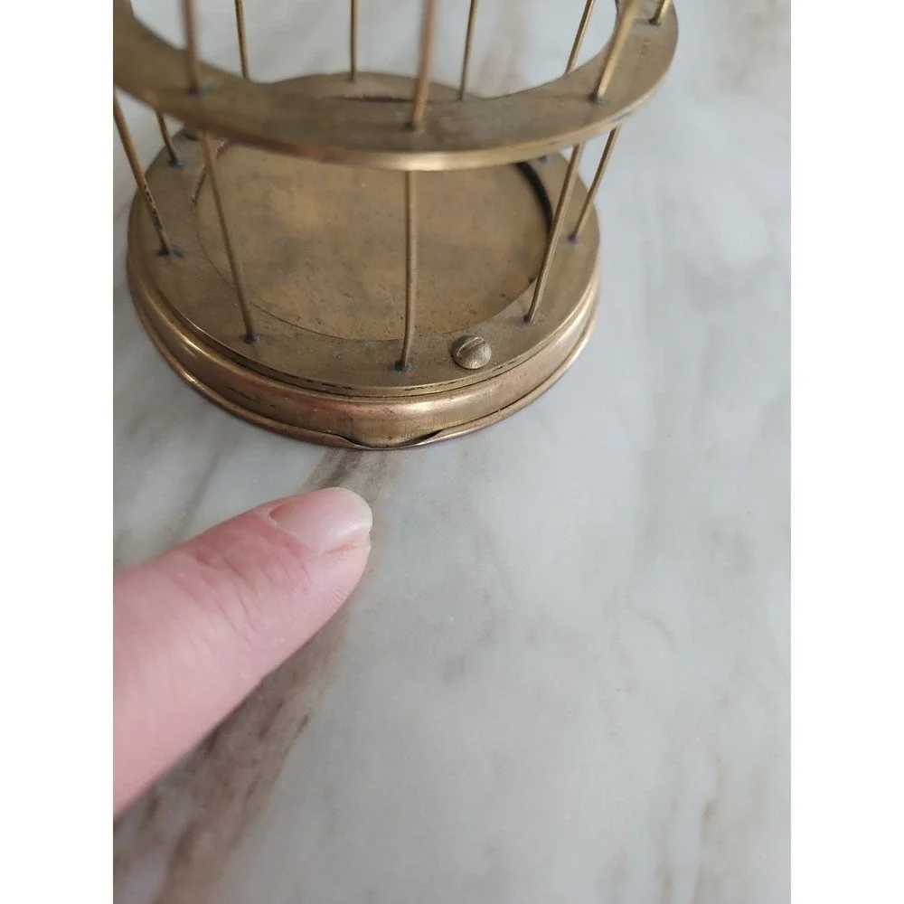 Vintage Brass Bird Cage Decor with Hanging Perch 4